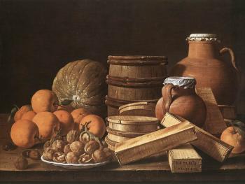 路易斯 歐熱尼奧 梅倫德斯 Still Life with Oranges and Walnuts